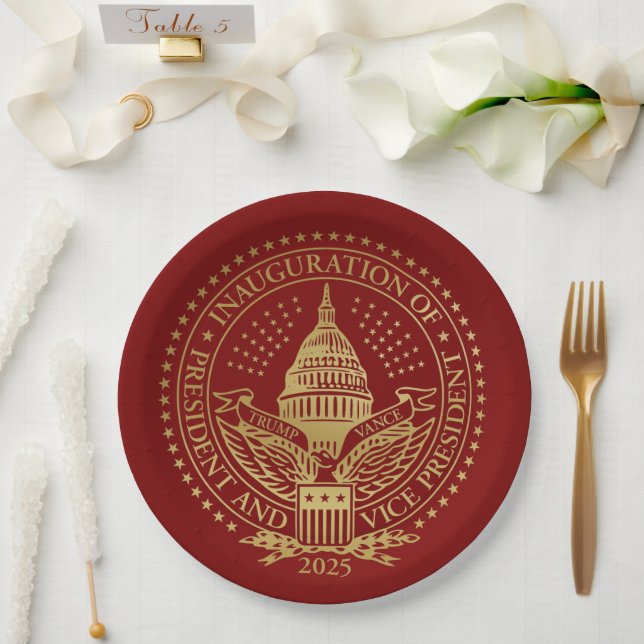 Trump Vance President Inaugural Logo Inauguration Paper Plate (Wedding)