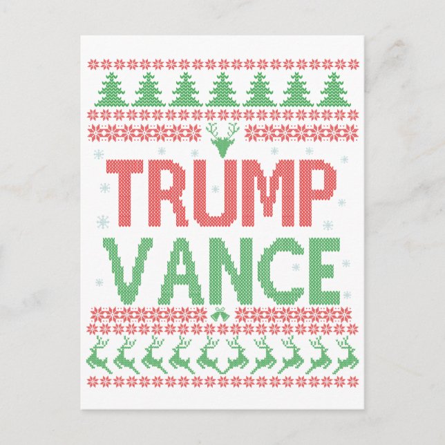 Trump Vance Republican Ugly Christmas Sweater Xmas Holiday Postcard (Front)