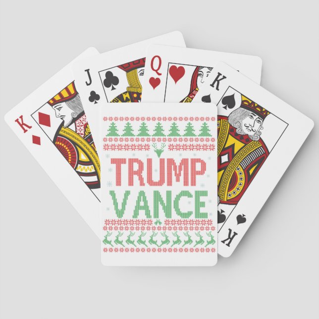 Trump Vance Republican Ugly Christmas Sweater Xmas Playing Cards (Back)