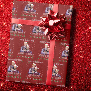 Trump Vance Santa Make Christmas Great Again Red Wrapping Paper