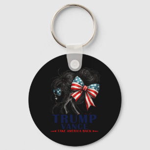 Trump Vance Take America Back 2024 Messy Bun Girl Key Ring