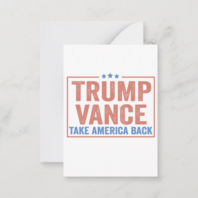 Trump Vance Take America Back Election Vote USA  Card (Front)