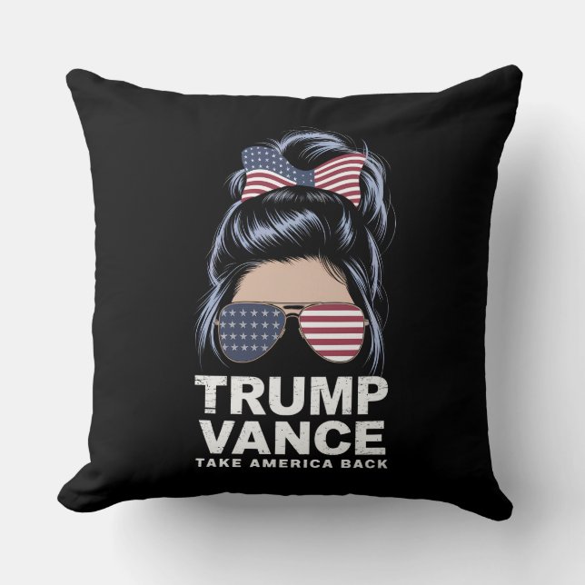 Trump Vance Take America Back Messy Bun Girl Cushion (Front)