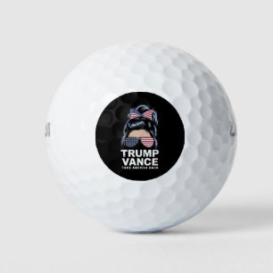 Trump Vance Take America Back Messy Bun Girl Golf Balls