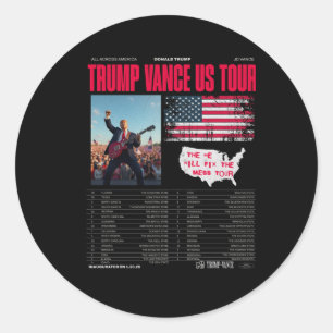 Trump Vance Us Tour Classic Round Sticker