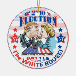 Trump versus Hillary 2016 Ceramic Tree Decoration