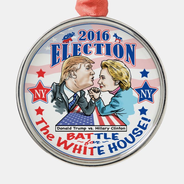 Trump versus Hillary 2016 Metal Tree Decoration (Front)