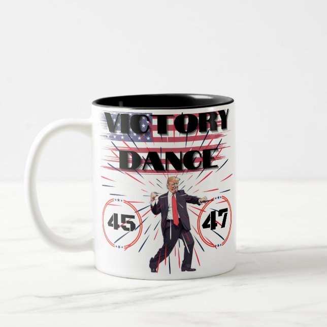 Trump Victory Dance Two-Tone Coffee Mug (Left)