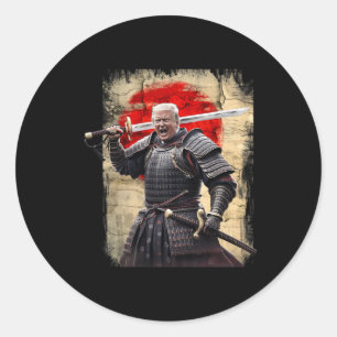 Trump Vintage Japanese Art Anime Samurai Graphic W Classic Round Sticker