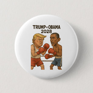 Trump Vs Obama 2028 Boxing Match Funny 6 Cm Round Badge