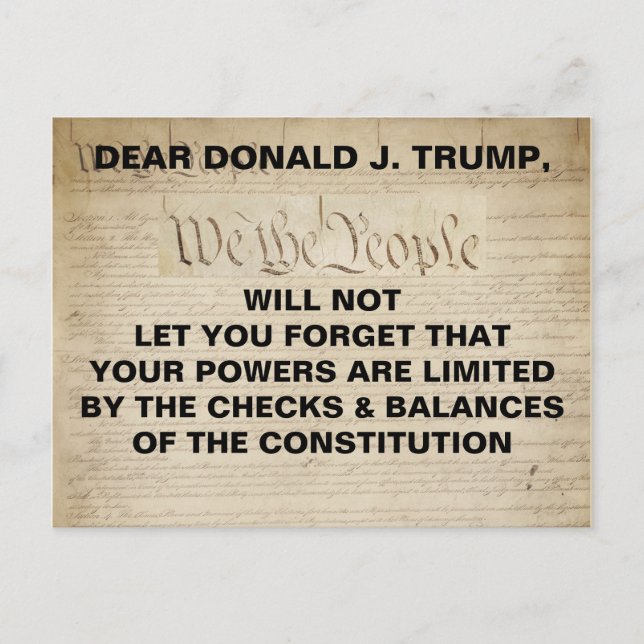 Trump We the People Checks and Balances Impeach Postcard (Front)