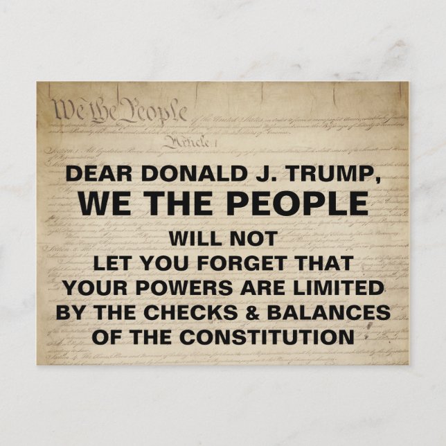 Trump We the People Checks and Balances Resistance Postcard (Front)