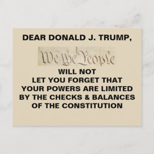 Trump We the People Checks and Balances Resistance Postcard