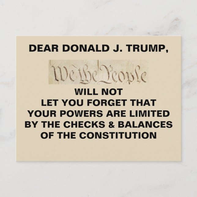 Trump We the People Checks and Balances Resistance Postcard (Front)