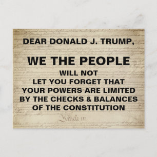 Trump We the People Checks and Balances Resistance Postcard