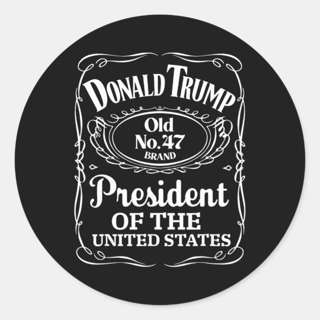 Trump Whiskey Bottle Label Trump 47th President 20 (Front)