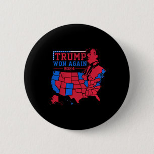 Trump Wins Again Red Wave Map Of Usa In The 2024 6 Cm Round Badge