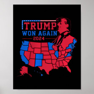 Trump Wins Again Red Wave Map Of Usa In The 2024  Poster