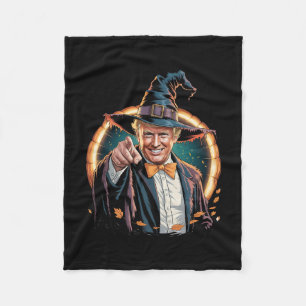 Trump Witch Parody Pointing Halloween Costume Fleece Blanket