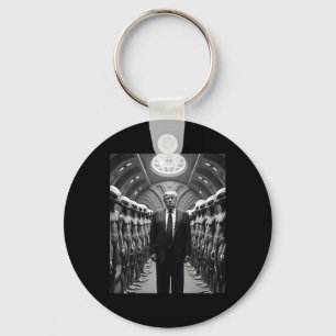 Trump With Aliens Conspiracy Theory Ufo Visitation Key Ring