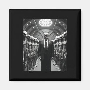 Trump With Aliens Conspiracy Theory Ufo Visitation Magnet