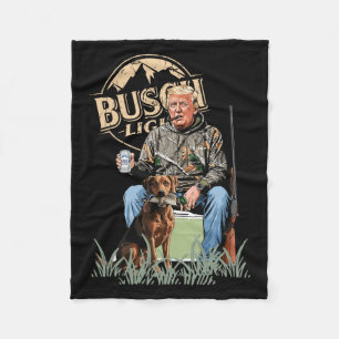 Trump With Dog Duck Waterfowl Hunting Camo Preside Fleece Blanket