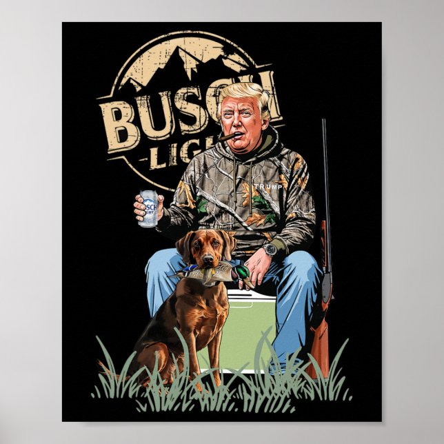 Trump With Dog Duck Waterfowl Hunting Camo Preside Poster (Front)