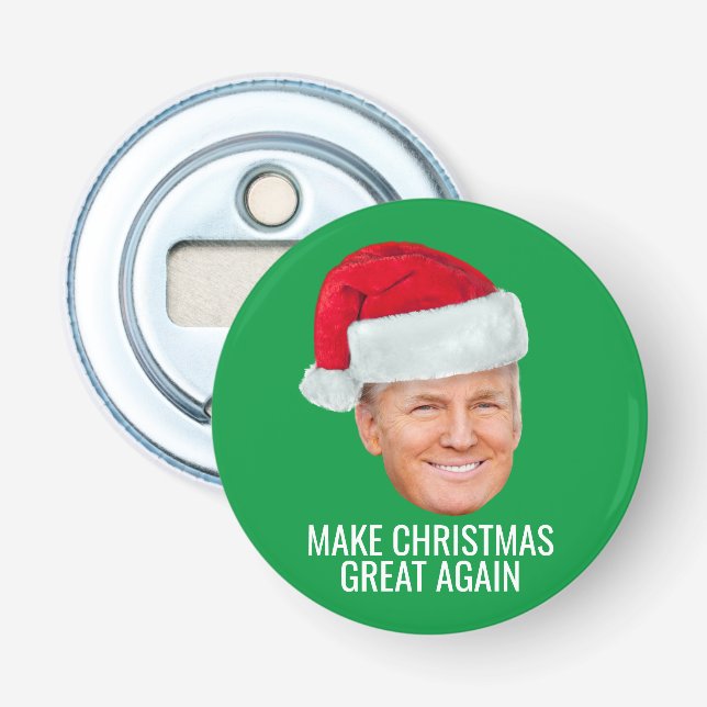 Trump with Santa Hat - Make Christmas Great Again Bottle Opener (Front)
