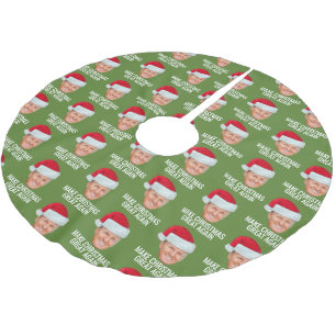 Trump with Santa Hat - Make Christmas Great Again Brushed Polyester Tree Skirt