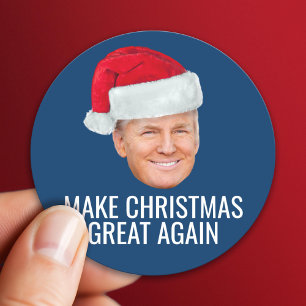 Trump with Santa Hat - Make Christmas Great Again Classic Round Sticker