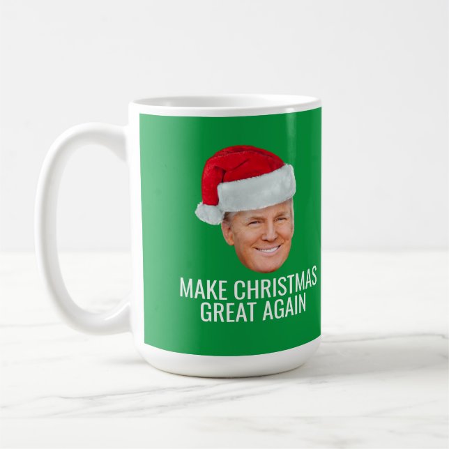 Trump with Santa Hat - Make Christmas Great Again Coffee Mug (Left)