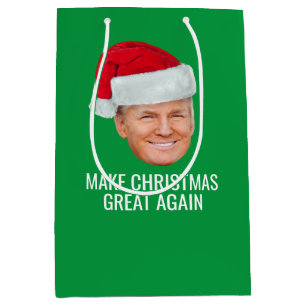 Trump with Santa Hat - Make Christmas Great Again Medium Gift Bag