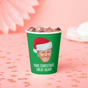Trump with Santa Hat - Make Christmas Great Again Paper Cups