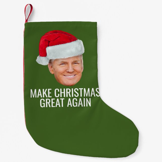 Trump with Santa Hat -- Make Christmas Great Again Small Christmas Stocking (Front)