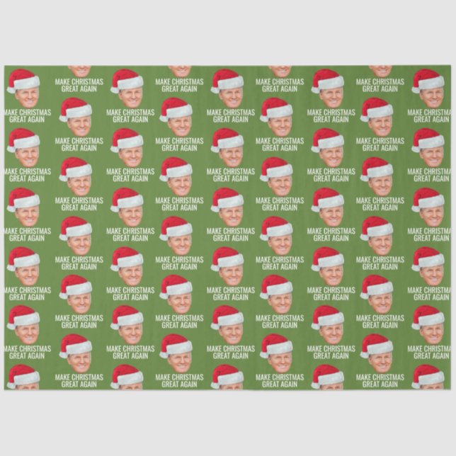 Trump with Santa Hat - Make Christmas Great Again Tissue Paper (Front)