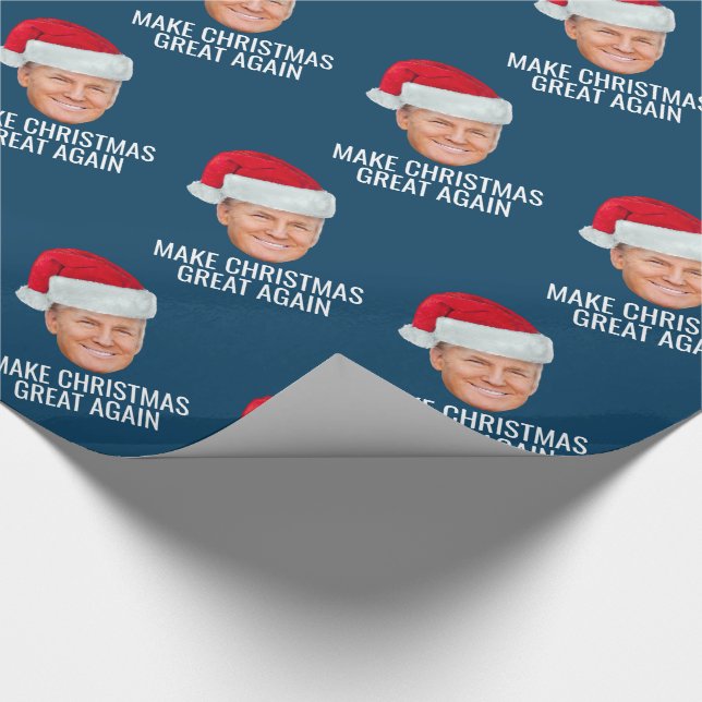 Trump with Santa Hat - Make Christmas Great Again Wrapping Paper (Corner)