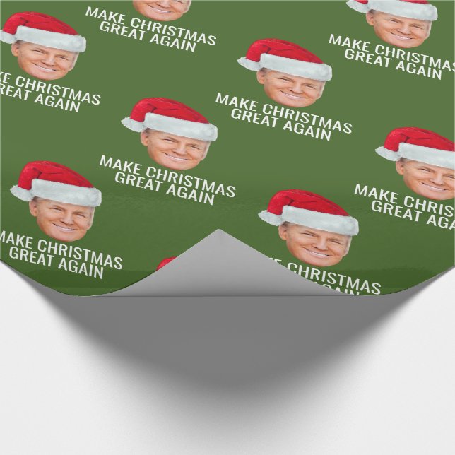Trump with Santa Hat - Make Christmas Great Again Wrapping Paper (Corner)
