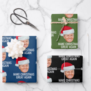 Trump with Santa Hat - Make Christmas Great Again Wrapping Paper Sheet