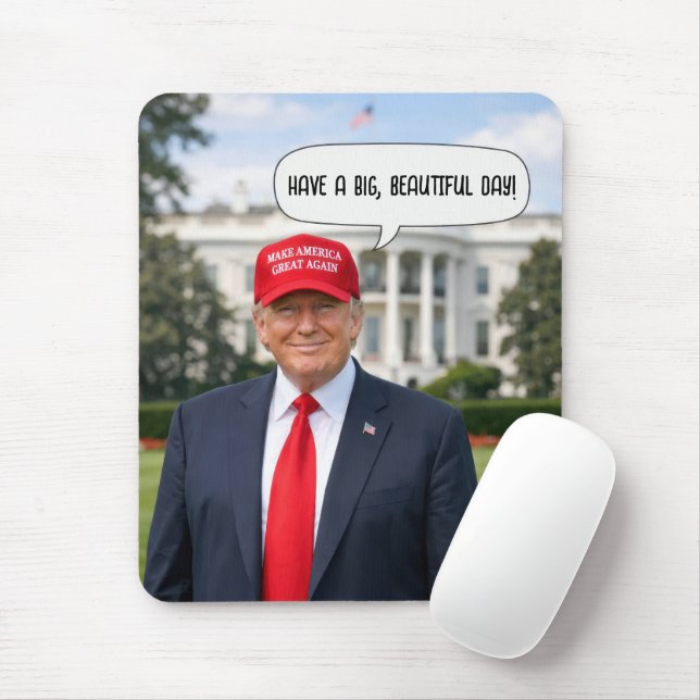 Trump with Speech Bubble Mouse Mat (With Mouse)
