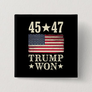 Trump Won 2024 45 47Th President Usa Flag 15 Cm Square Badge