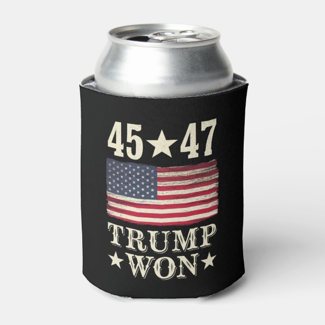Trump Won 2024 45 47Th President Usa Flag Can Cooler (Can Front)