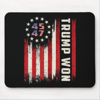 Trump Won 2024 45 47th President Usa Flag Mouse Mat