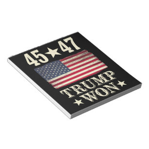 Trump Won 2024 45 47Th President Usa Flag Notepad