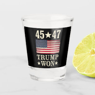 Trump Won 2024 45 47Th President Usa Flag Shot Glass