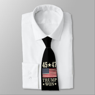 Trump Won 2024 45 47Th President Usa Flag Tie