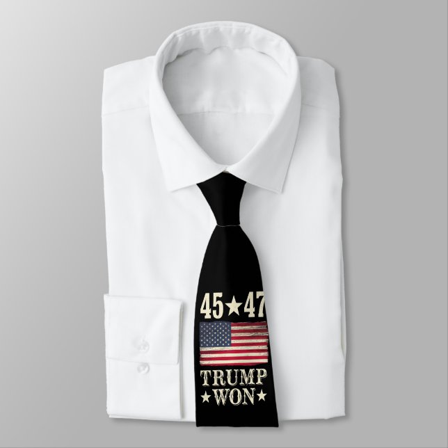Trump Won 2024 45 47Th President Usa Flag Tie (Tied)
