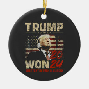 Trump Won 2024 Greatest Return in the History  Ceramic Tree Decoration
