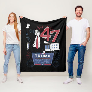 Trump Won 2024 President 47 America USA Fleece Blanket