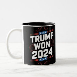 Trump Won 2024 President 47th Of White House  Two-Tone Coffee Mug