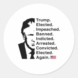 Trump Won 2024 Word List Re-elect Victory 45 47 Tr Classic Round Sticker